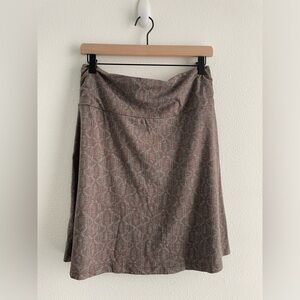 Toad & Co Chaka skirt brown blue geometric stretchy athletic outdoorsy hike | M